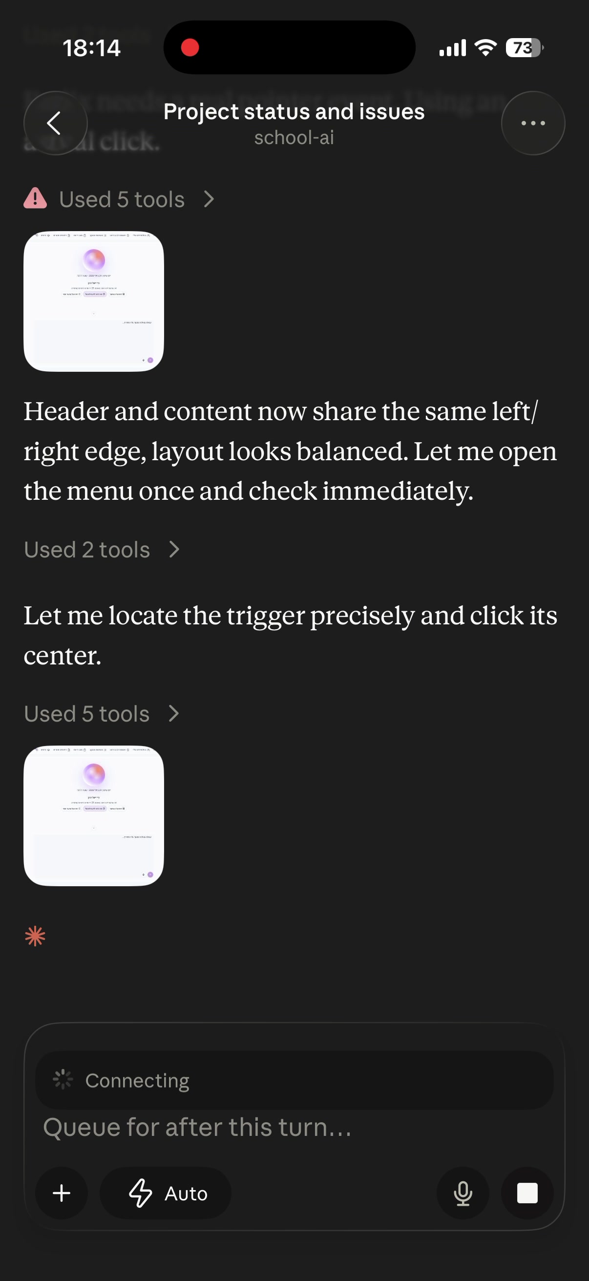 A synchronized Claude Code session open in the Claude mobile app